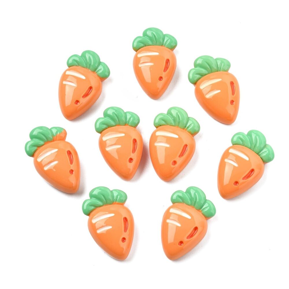 6401 100 pcs Orange Carrot Theme Resin Cabochons Easter Cute Vegetable